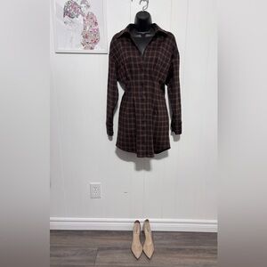 Plaid Button-Up Shirt Dress